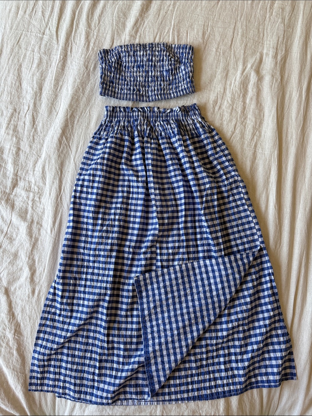 Universal Thread Blue and White Gingham Smocked Two-Piece Set